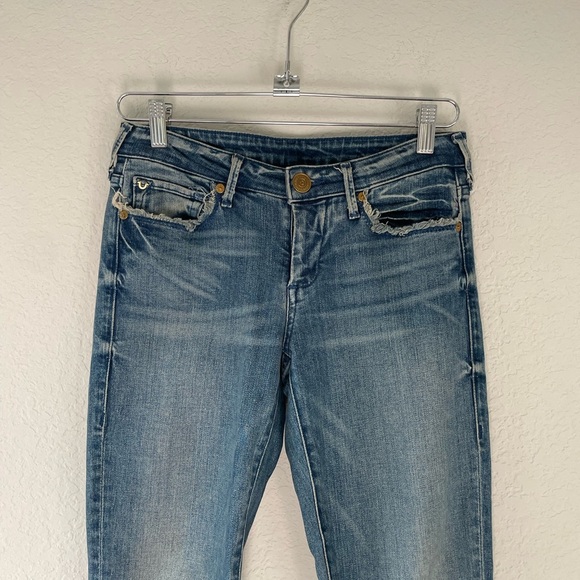 True Religion Cora Studded Mid Rise Straight leg Crop Jeans Size 25 - Picture 6 of 10
